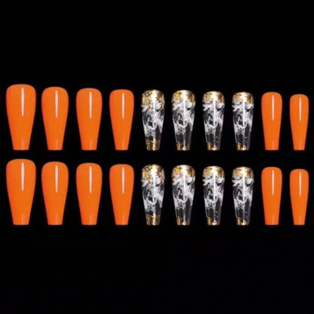 24 PC Press on Nail Set x5 Long French Medium Almond Long Ballerina French Nails - Picture 14 of 16